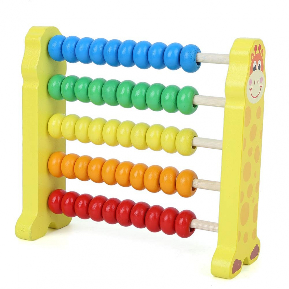 Numaratoare din lemn pentru copii, 5 randuri, 50 bile colorate, foi de calcul, adunari si scaderi incluse, 15x15 cm [6]