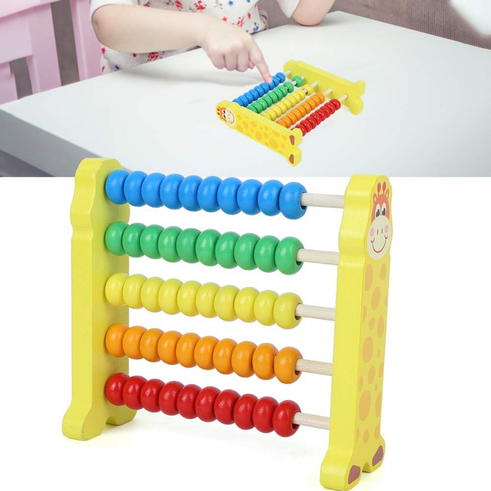 Numaratoare din lemn pentru copii, 5 randuri, 50 bile colorate, foi de calcul, adunari si scaderi incluse, 15x15 cm [4]