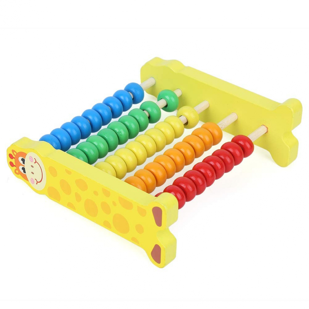 Numaratoare din lemn pentru copii, 5 randuri, 50 bile colorate, foi de calcul, adunari si scaderi incluse, 15x15 cm [5]