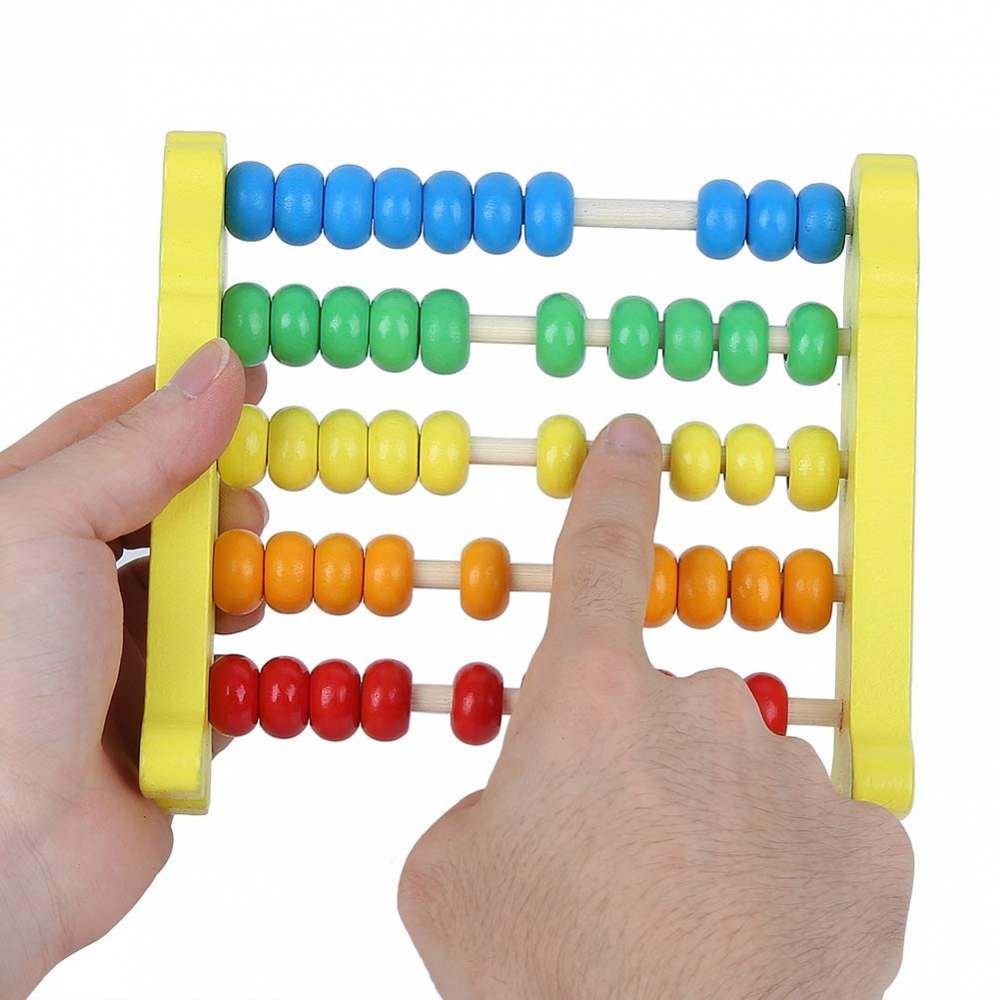 Numaratoare din lemn pentru copii, 5 randuri, 50 bile colorate, foi de calcul, adunari si scaderi incluse, 15x15 cm [2]