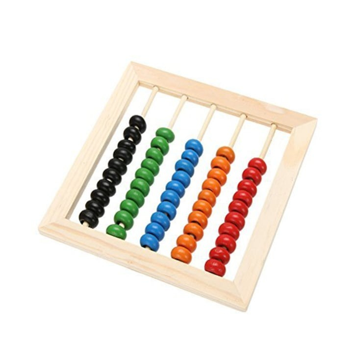 Numaratoare din lemn si 30 piese aritmetice, cifre, adunare, scadere, multicolor [3]