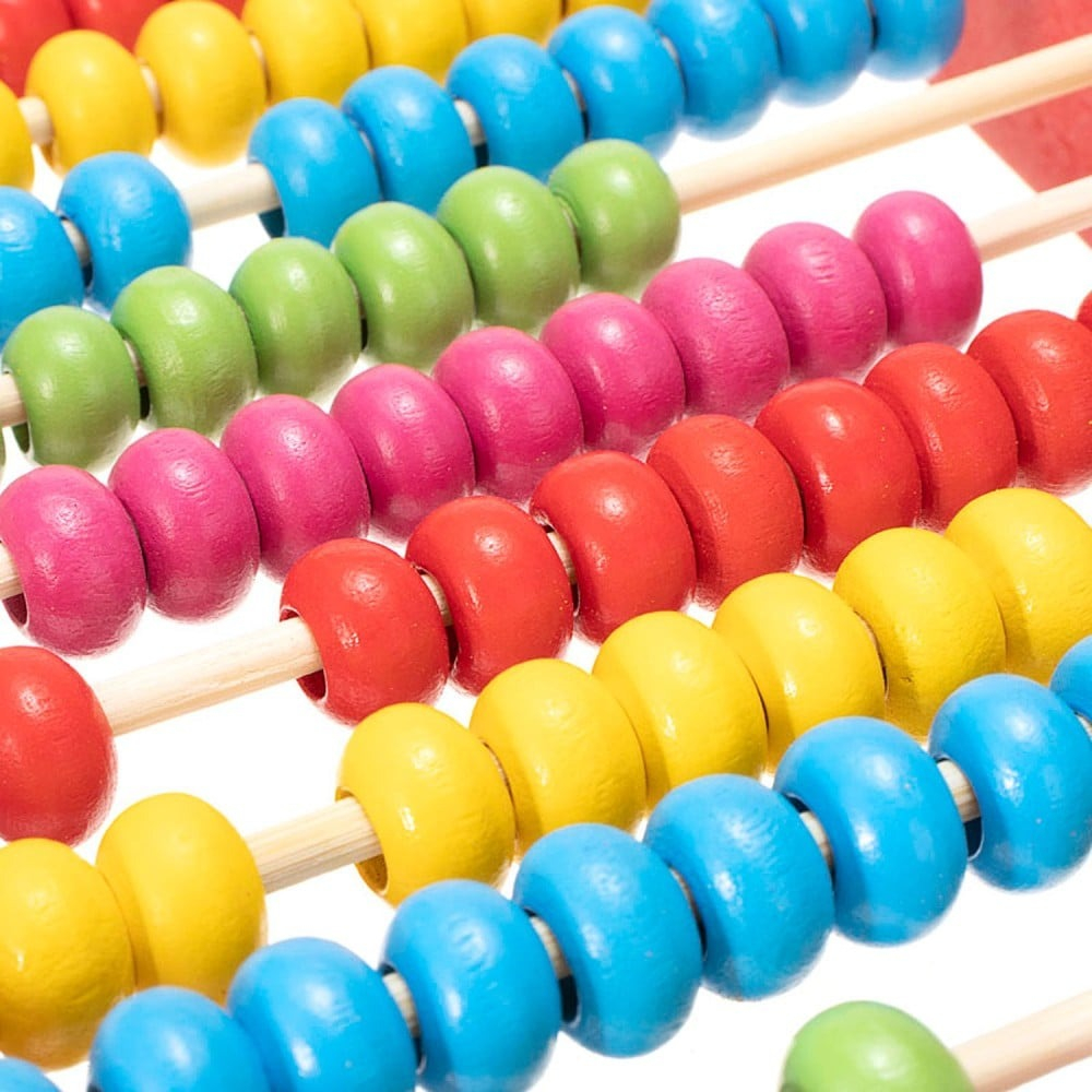 Numaratoare educativa din lemn pentru copii, 10 randuri, 100 bile colorate, 30x24x5 cm [5]