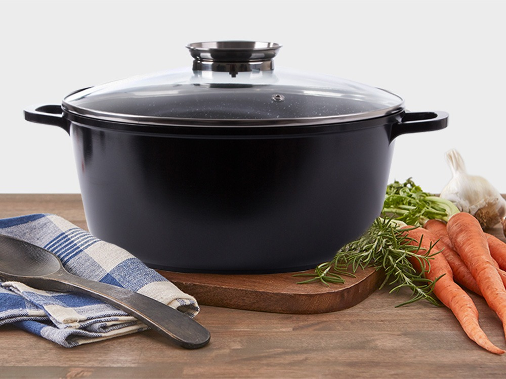 Oala cu aromatizator pentru gatit 13l, capac de sticla, manusi incluse 37x15 cm - Negru [2]