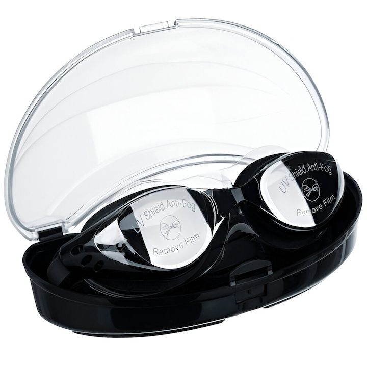 Ochelari de inot cu protectie UV, set complet cu dopuri de urechi si cleste pentru nas, confort ridicat si vizibilitate clara, ideali pentru piscina si scufundari [5]