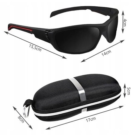 Ochelari de soare unisex, polarizati, cu filtru UV, husa depozitare inclusa - Negru [8]