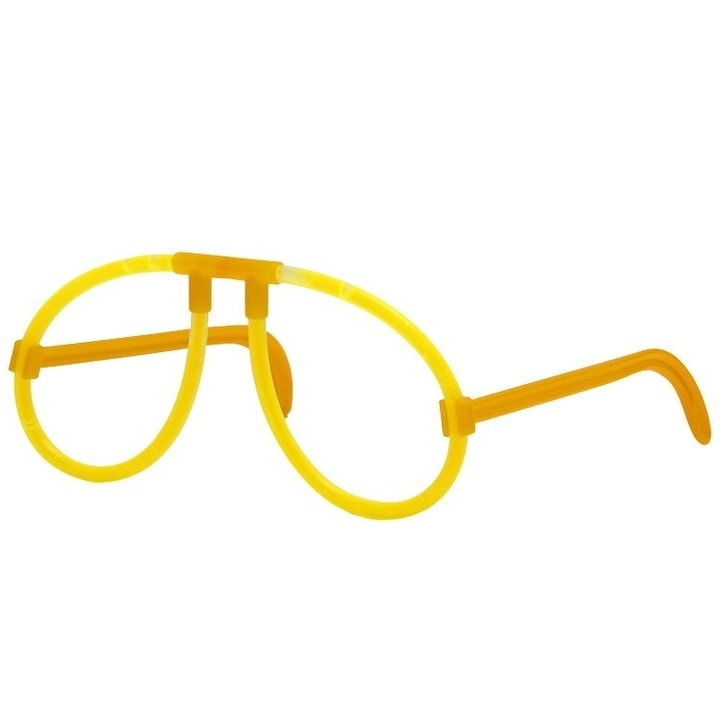 Ochelari decorativi fluorescenti pentru petreceri si festivaluri, design rotund, accesorii luminoase din plastic, galben [3]