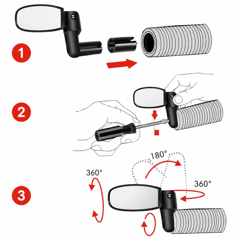 Oglinda bicicleta neagra 13.7 x 4.3 x 2.5 cm, reglabila 360 grade, pliabila 180 grade [3]