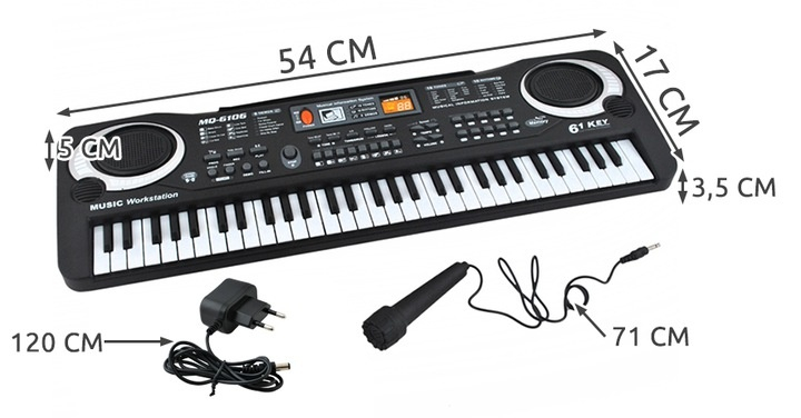 Orga electronica pentru copii, 61 clape, microfon inclus, alimentare 6V, functie de inregistrare, 54 x 17 cm – instrument muzical educational pentru incepatori [2]