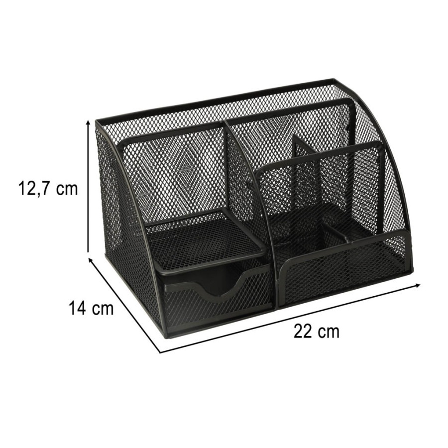 Organizator pentru birou, metalic, 7 compartimente, 22 x 14 x 12.7 cm, negru [13]
