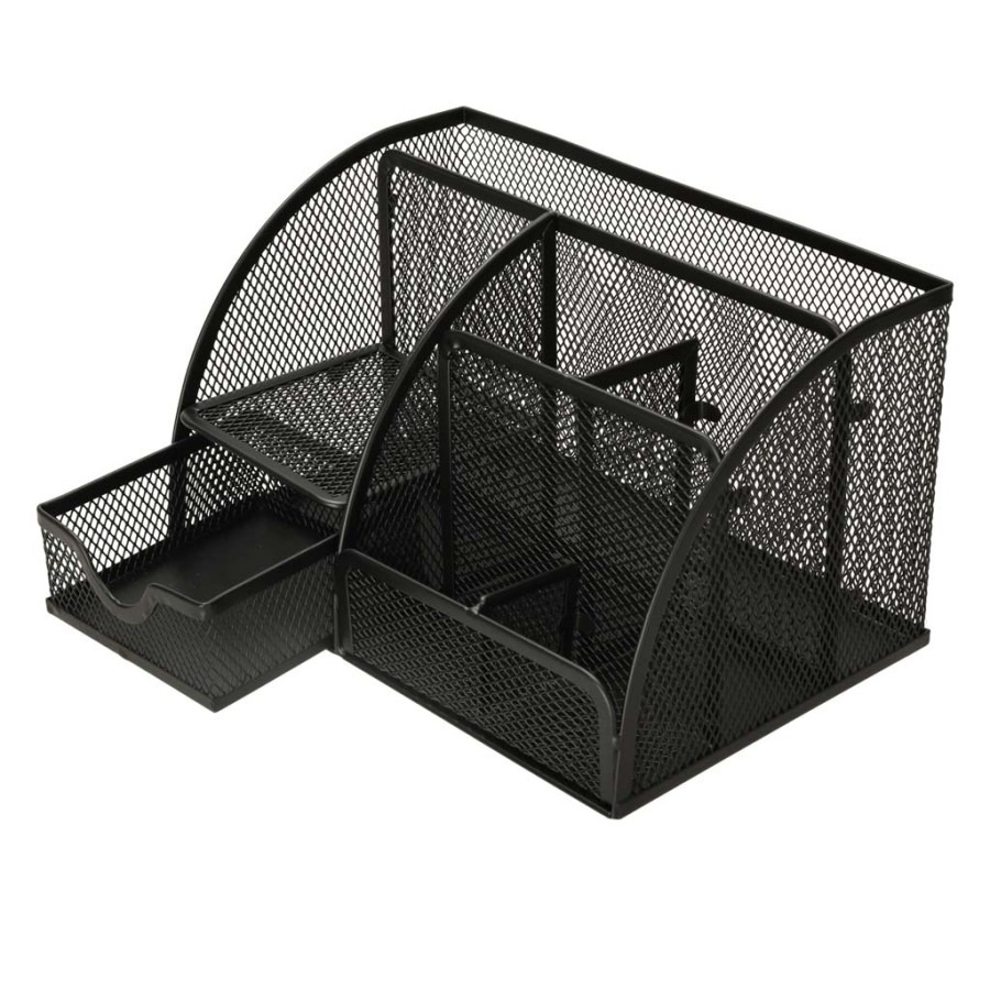 Organizator pentru birou, metalic, 7 compartimente, 22 x 14 x 12.7 cm, negru [14]