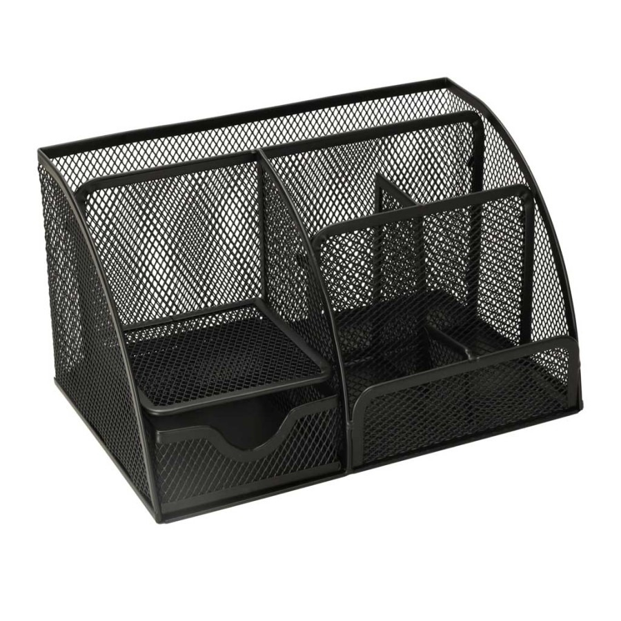 Organizator pentru birou, metalic, 7 compartimente, 22 x 14 x 12.7 cm, negru [15]