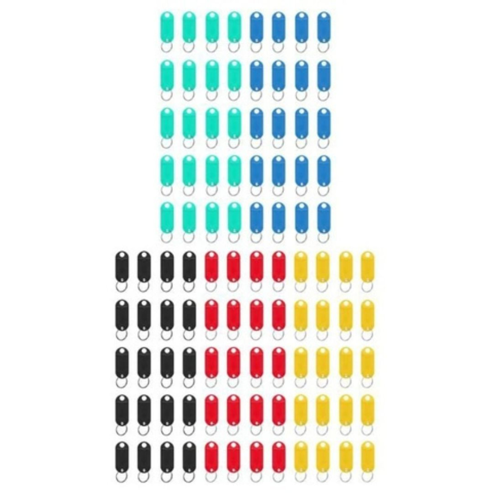 Pachet 100 brelocuri pentru etichetare chei, identificatoare colorate cu suport pentru notite si inel metalic, multicolor [9]