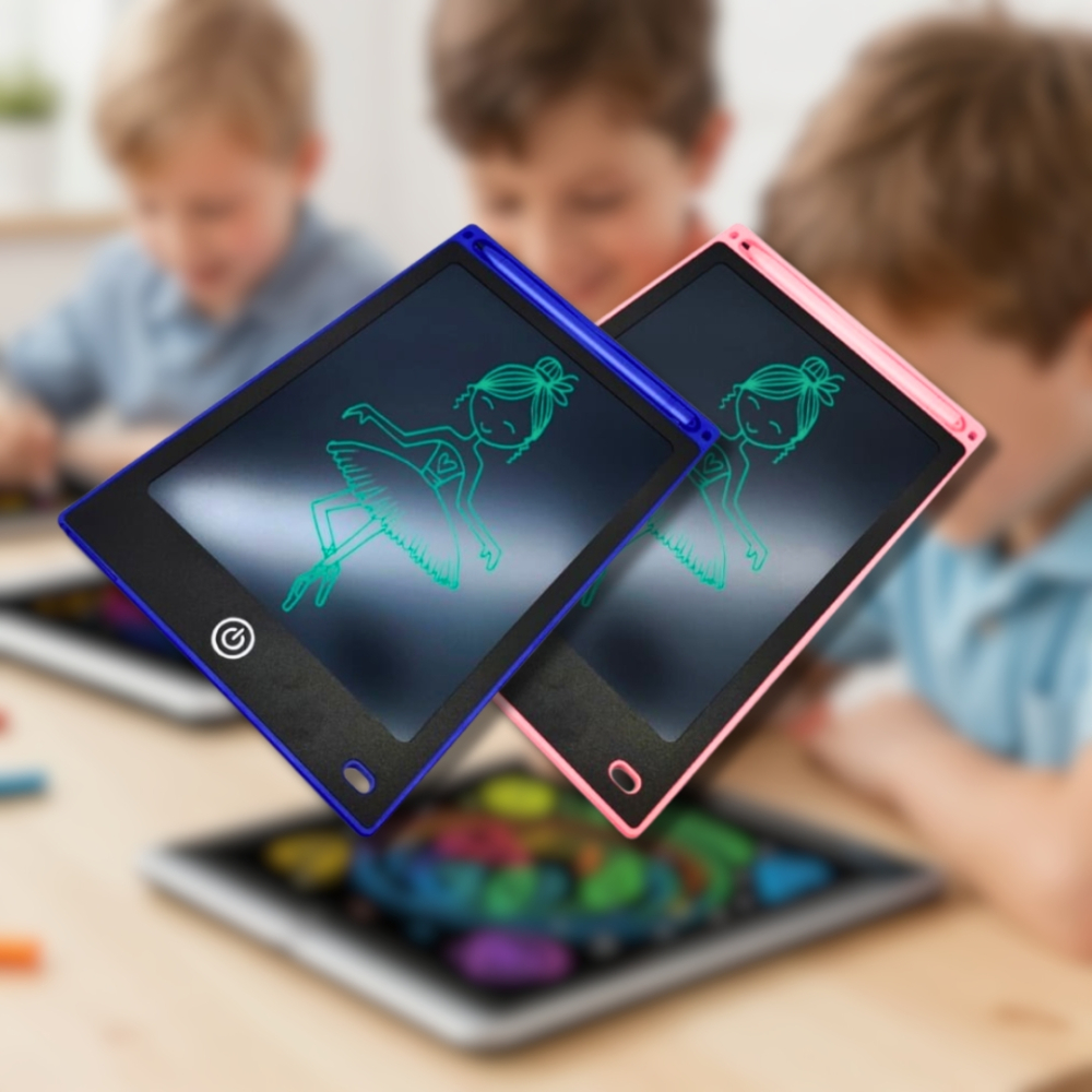 Pachet 2 tablete de scris si desenat, ecran LCD pentru copii, pe baza de bateri – roz si albastra [2]