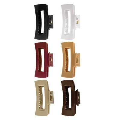 Pachet 3 clame par, culori diferite 10.3 x 5 cm, clesti din plastic rigid cu dinti curbati, deschidere larga si arc metalic, pentru coc si par voluminos [8]