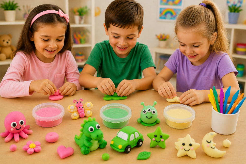 Pachet 9 plastiline, 3 culori - alb fosforescent, verde neon, roz neon pentru creatii handmade si activitati educationale, 18 g fiecare [11]