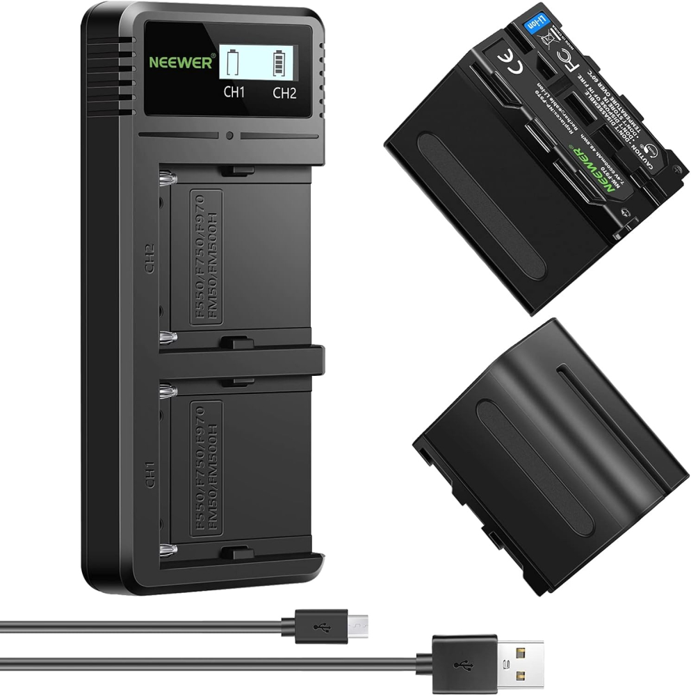 Pachet cu 2 baterii NP-F970 6600mAh, incarcator rapid dual USB-C, NEEWER, rucsac foto profesional si mini trepied inclus [14]