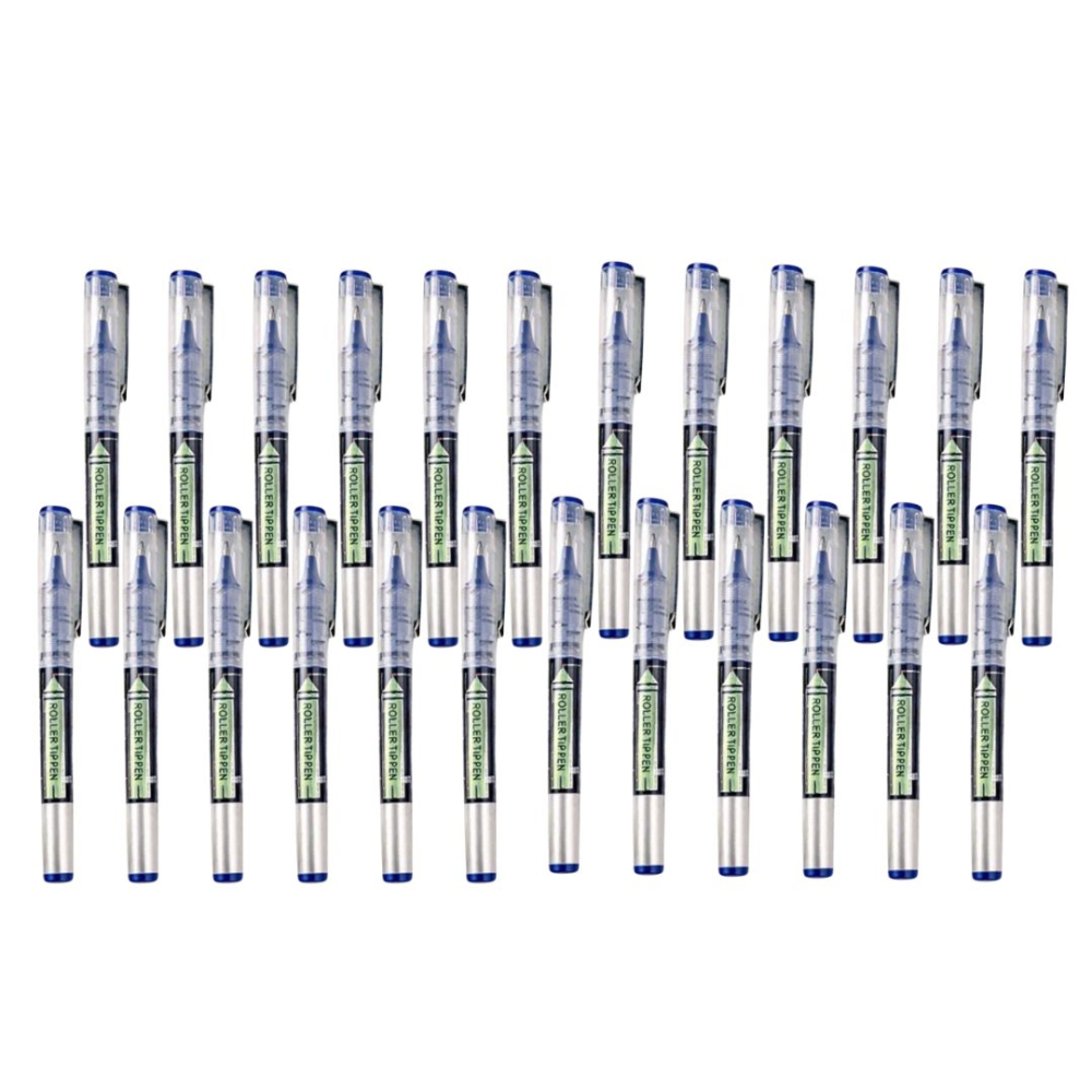 Pachet economic cu 24 pixuri pentru birou si scoala, cerneala albastra, varf V-tip 0.5 mm, corp transparent, 13.2 cm [3]