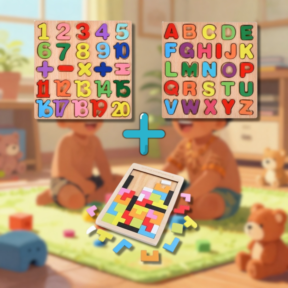 Pachet educativ din lemn pentru copii – tablite educative si puzzle Tetris [2]