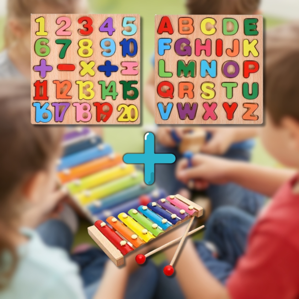 Pachet educativ din lemn pentru copii – tablite educative si xilofon [2]