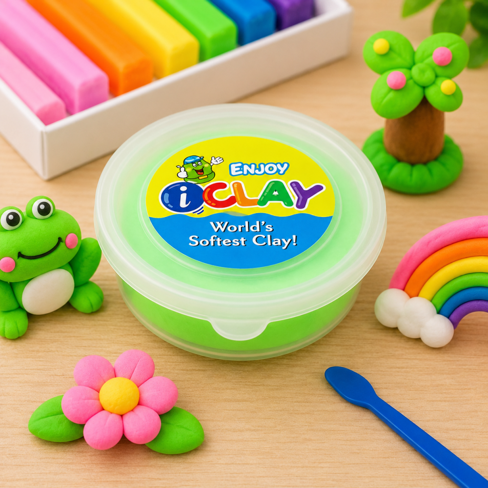 Pachet multicolor pentru modelaj creativ, alb luminos, verde neon si roz neon, 3 recipiente x 18 g [8]