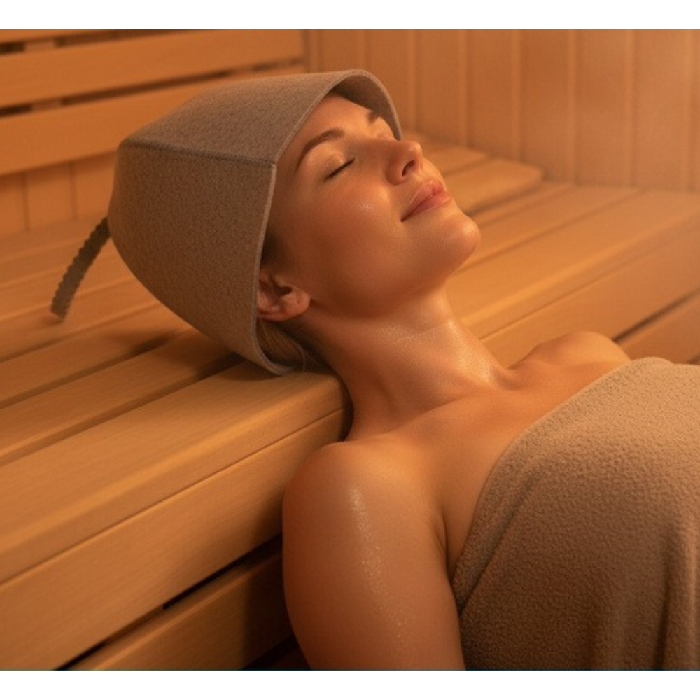 Palarie de protectie pentru sauna, unisex, fetru, universala, gri [3]