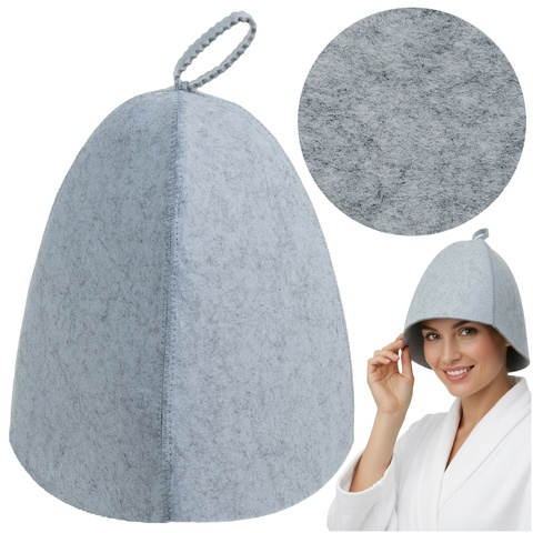 Palarie protectie pentru sauna si spa, din fetru gri, marime universala, confort termic pentru cap si par [6]