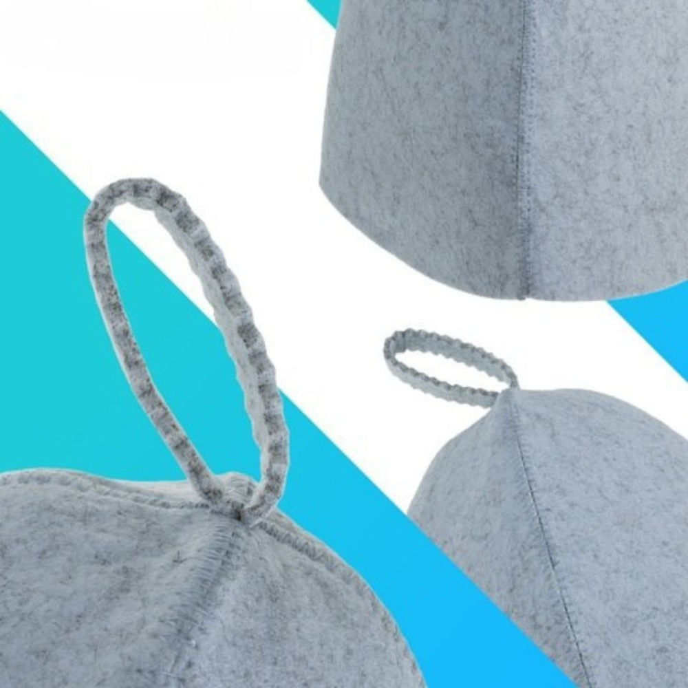 Palarie protectie pentru sauna si spa, din fetru gri, marime universala, confort termic pentru cap si par [2]