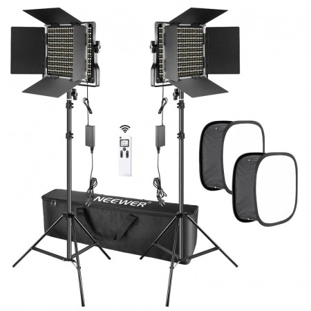 Kit 2 Panouri Neewer Bi Color 660 LED,2 difuzoare softbox,telecomanda + geanta transport