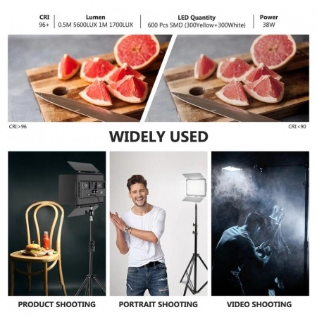 Kit 2 Panouri Neewer Bi Color 600 LED,telecomanda,4 baterii + 2 incarcatori + geanta transport [3]