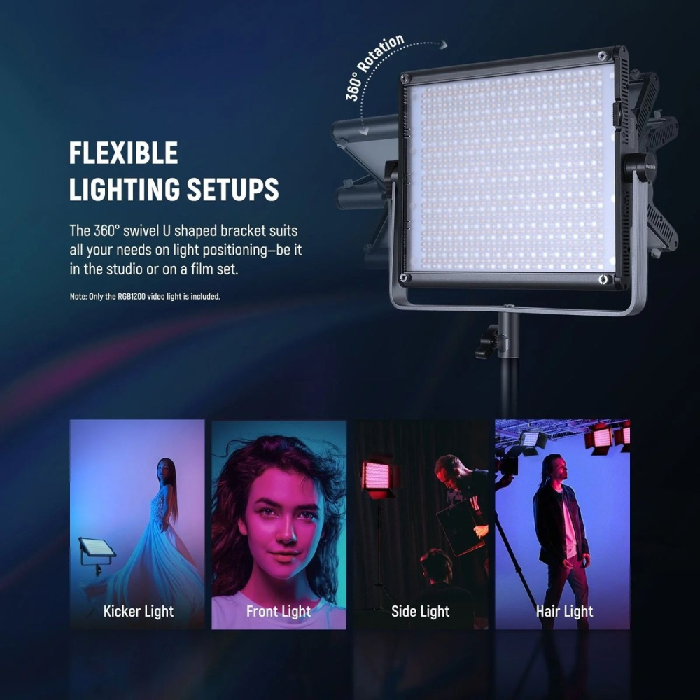 Panou LED RGB profesional pentru studio si streaming, lumina reglabila 2500K-8500K, control prin aplicatie, 60W, mini trepied inclus [8]