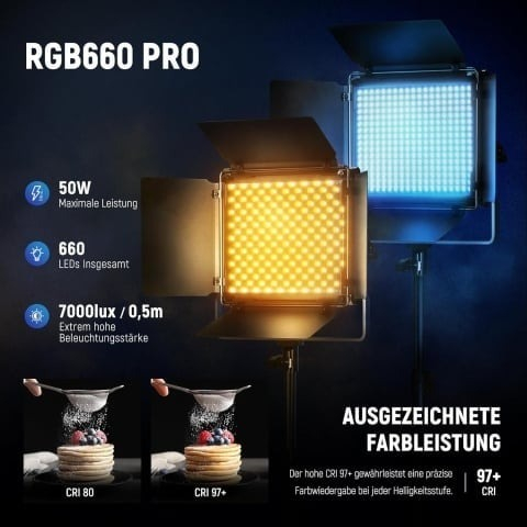 Panou Neewer RGB PRO 660 LED, trepied reglabil 200 cm, geanta transport inclusa [2]