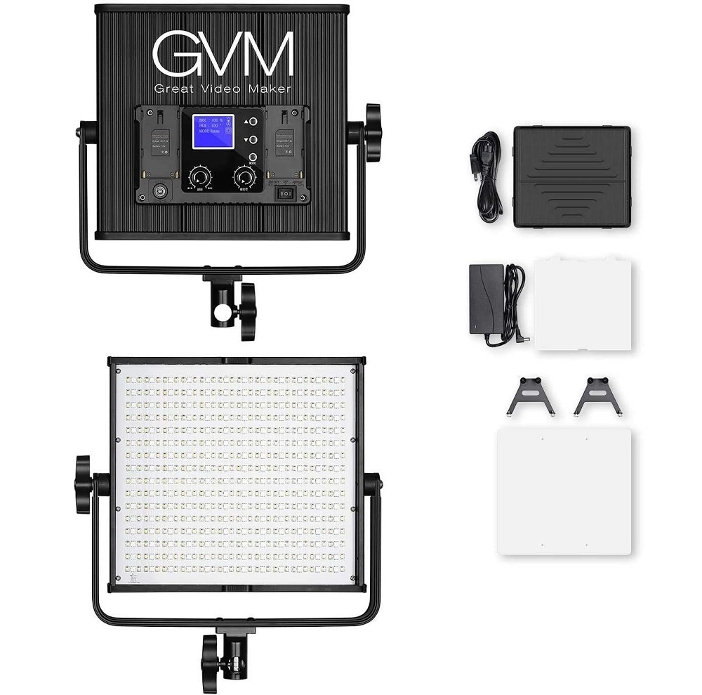 Panou RGB GVM 50RS, 384 LED, trepied 200 cm inclus, accesorii alimentare [2]