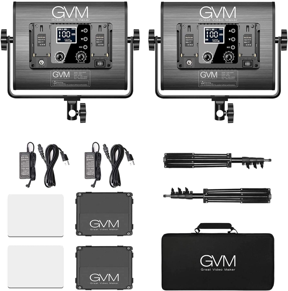 Panou video GVM RGB cu Softbox, Set 2 x LED 45W, 15000 Lux/0.5 m, CRI97+, 3200K-5600K, Control prin aplicatie, 2 stative, geanta transport [4]