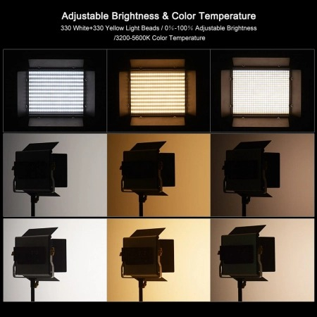 Kit 2 Panouri Bi-Color 660 LED,trepiezi 200 cm,2 gentute transport - Andoer [3]