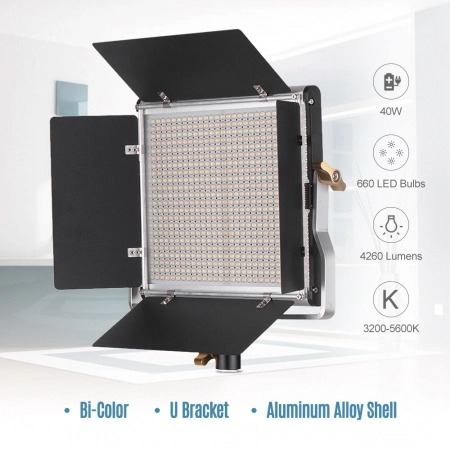 Kit 2 Panouri Bi-Color 660 LED,trepiezi 200 cm,2 gentute transport - Andoer [6]