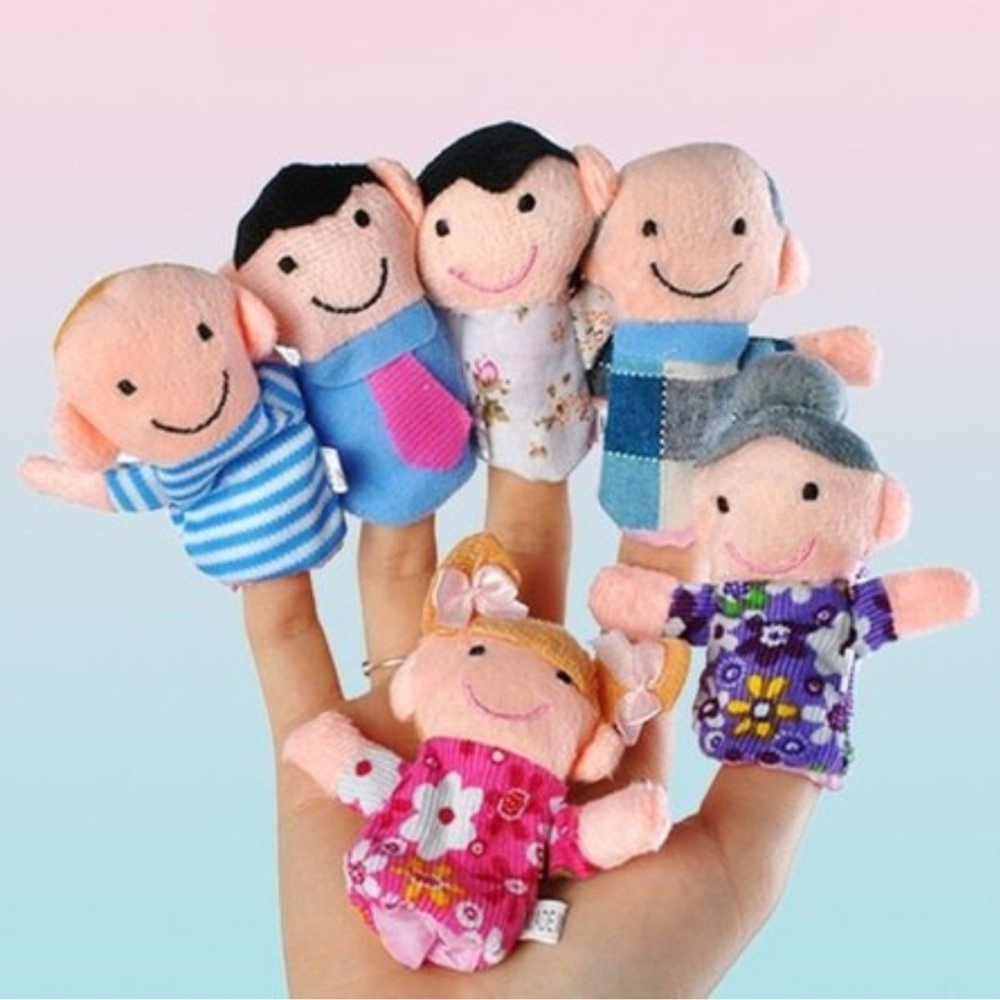 Papusi de deget familie, set 6 personaje textile, 8 x 8 cm, multicolor, pentru povesti si jocuri de rol [3]