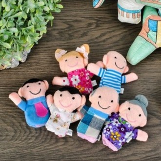 Papusi de deget familie, set 6 personaje textile, 8 x 8 cm, multicolor, pentru povesti si jocuri de rol [5]