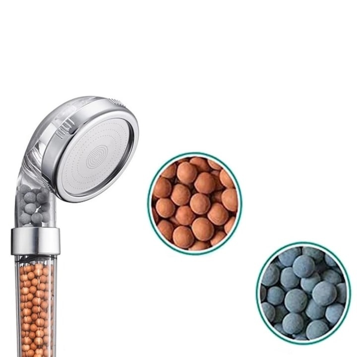 Para de dus cu filtru de turmalina si ionizare, anti-calcar, economie de apa, monofunctie, finisaj cromat [3]