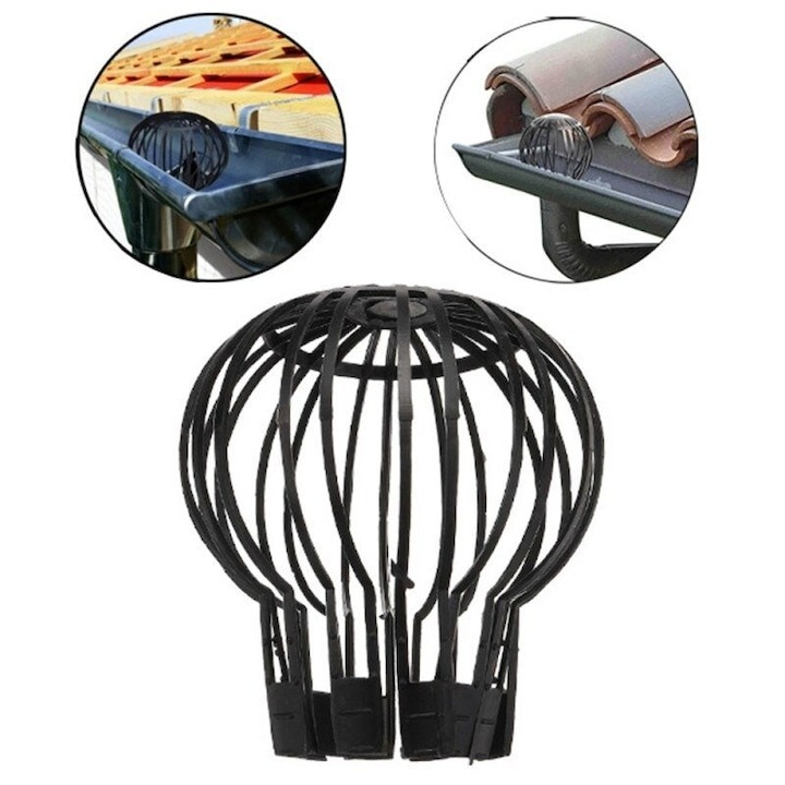 Parafrunzar pentru scurgere jgheab, 90-125 mm, material plastic, negru [6]
