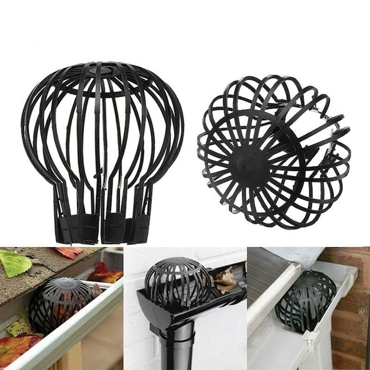 Parafrunzar pentru scurgere jgheab, 90-125 mm, material plastic, negru [7]