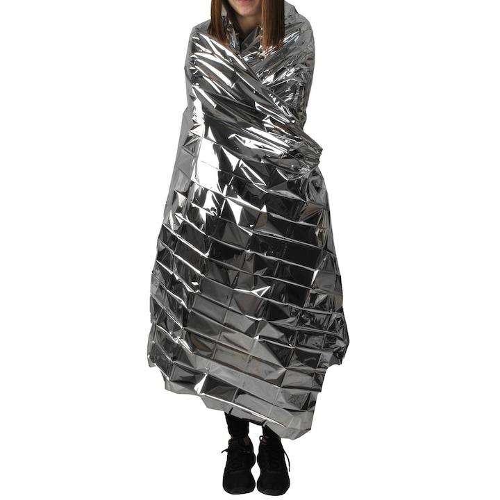 Patura termica de urgenta, multifunctionala, folie de aluminiu de inalta calitate, 130x210 cm [4]