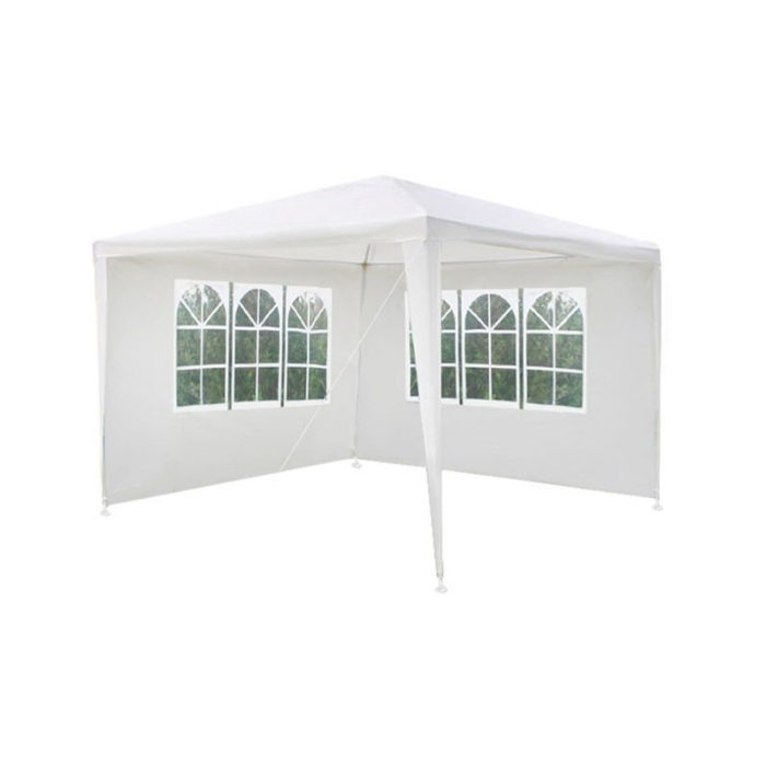 Pavilion 3x3m pentru curte,gradina,evenimente cu 2 pereti laterali - Alb [2]