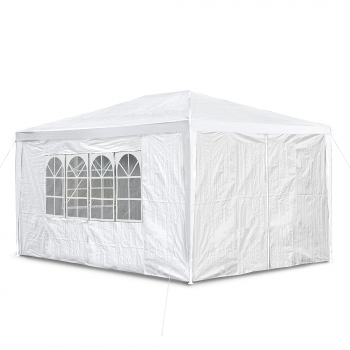 Pavilion 3x3m pentru curte,gradina,evenimente cu 2 pereti laterali - Alb [3]