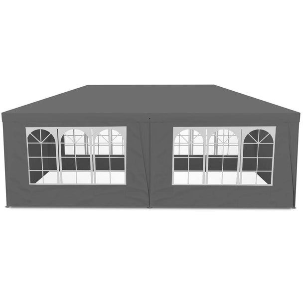 Cort pavilion de gradina,curte,evenimente 3x6m cu 6 pereti laterali cu ferestre - Gri [7]