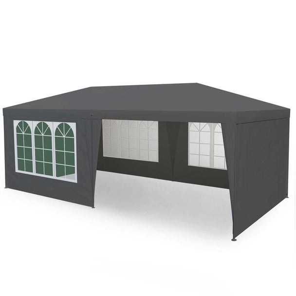 Cort pavilion de gradina,curte,evenimente 3x6m cu 6 pereti laterali cu ferestre - Gri [8]