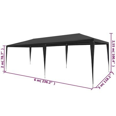 Cort pavilion de gradina,curte,evenimente,3x6 m fara pereti laterali - Gri [3]