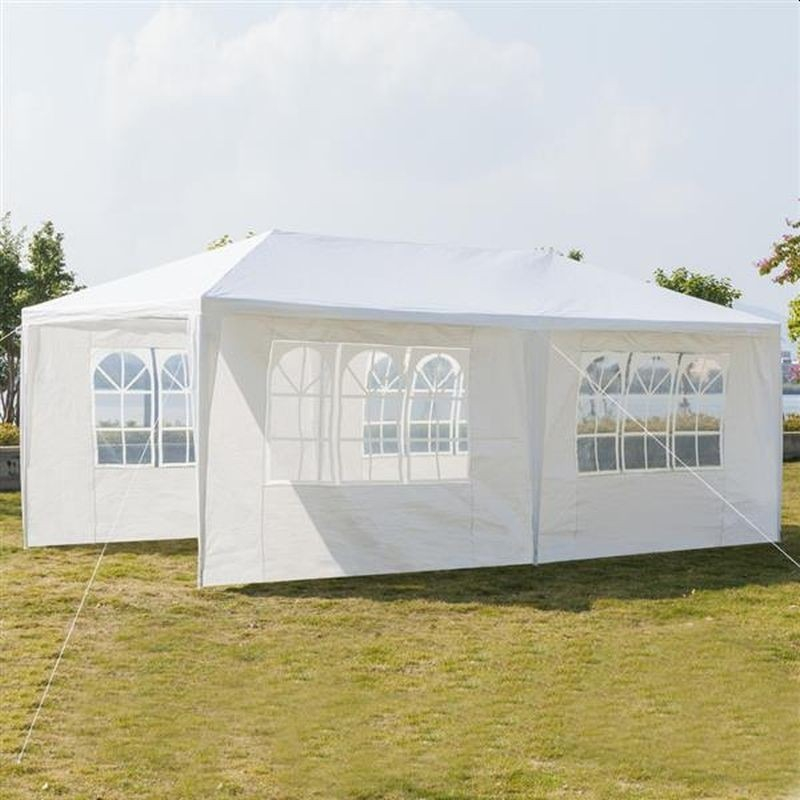 Pavilion de gradina,curte,evenimente 3x6m cu 6 pereti laterali cu ferestre - Alb [3]