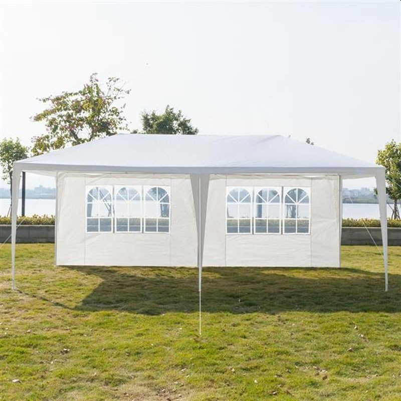 Pavilion de gradina,curte,evenimente 3x6m cu 6 pereti laterali cu ferestre - Alb [4]