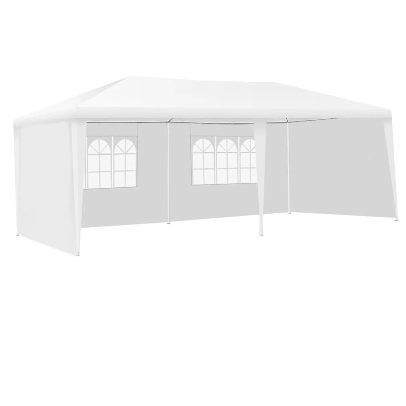 Pavilion de gradina,curte,evenimente 3x6m cu 6 pereti laterali cu ferestre - Alb [6]