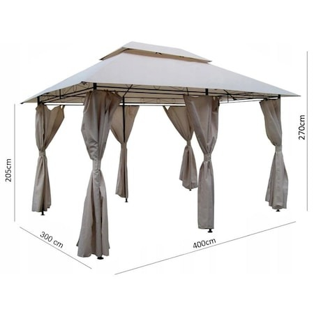 Pavilion de gradina metalic, structura rezistenta, culoare bej dimensiuni 3x4m [6]